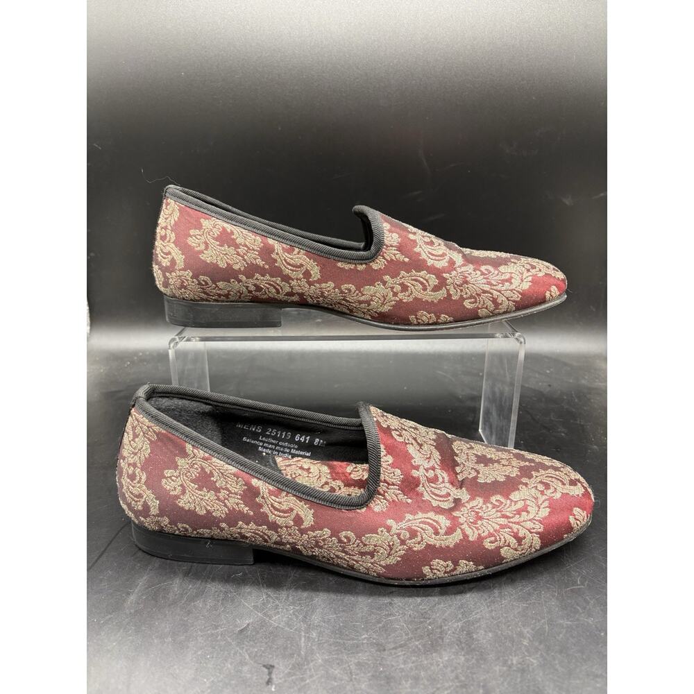 Stacy Adams Valet Slip on Smoking Loafer Mens Size 8 Red Gold Paisley